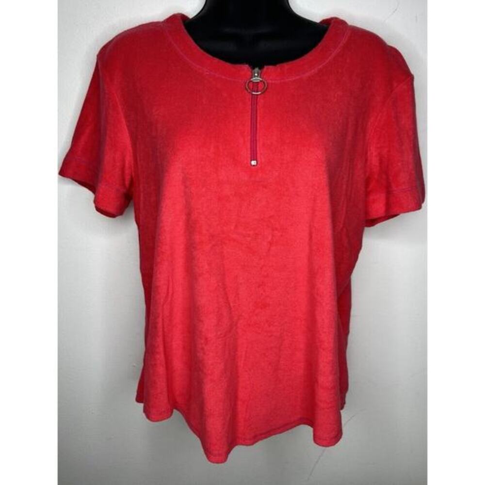 Vintage Red Short Sleeve Quarter Zip Levi’s Women’s Size Large